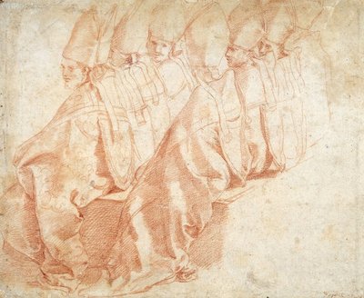 Huit évêques assis - Michelangelo Buonarroti